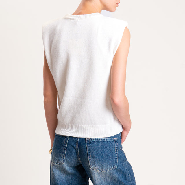 Tensione in-Maglia smanicata misto cashmere - panna