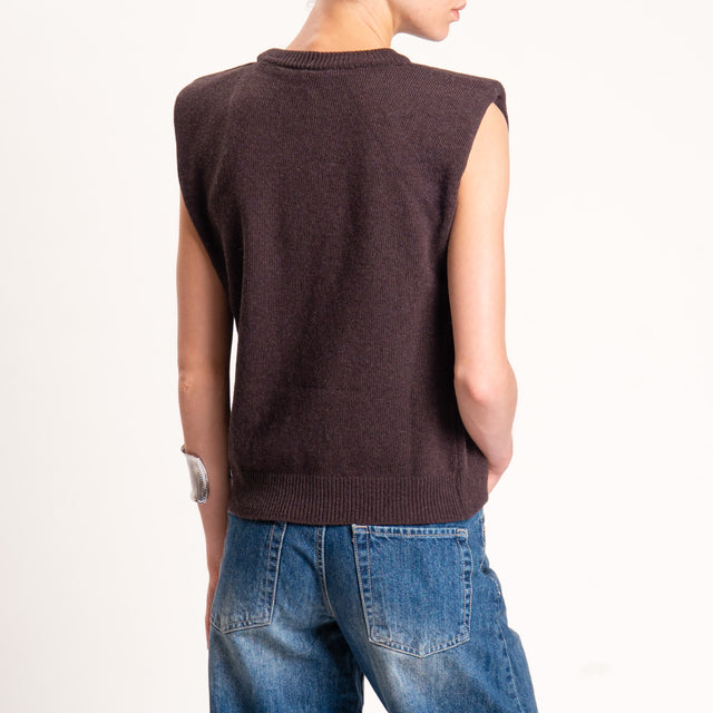 Tensione in-Maglia smanicata misto cashmere - moro