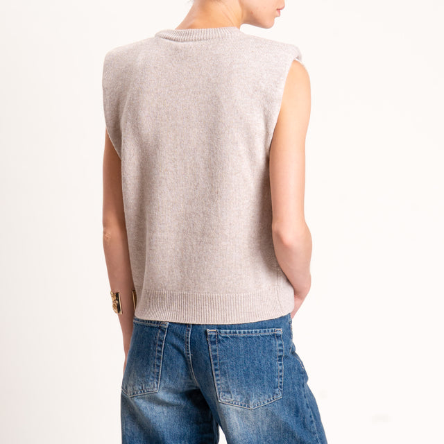 Tensione in-Maglia smanicata misto cashmere - sabbia