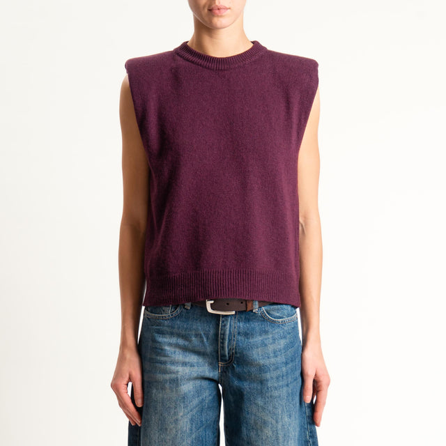 Tensione in-Maglia smanicata misto cashmere - vino