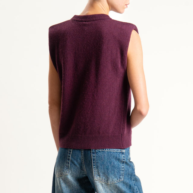 Tensione in-Maglia smanicata misto cashmere - vino