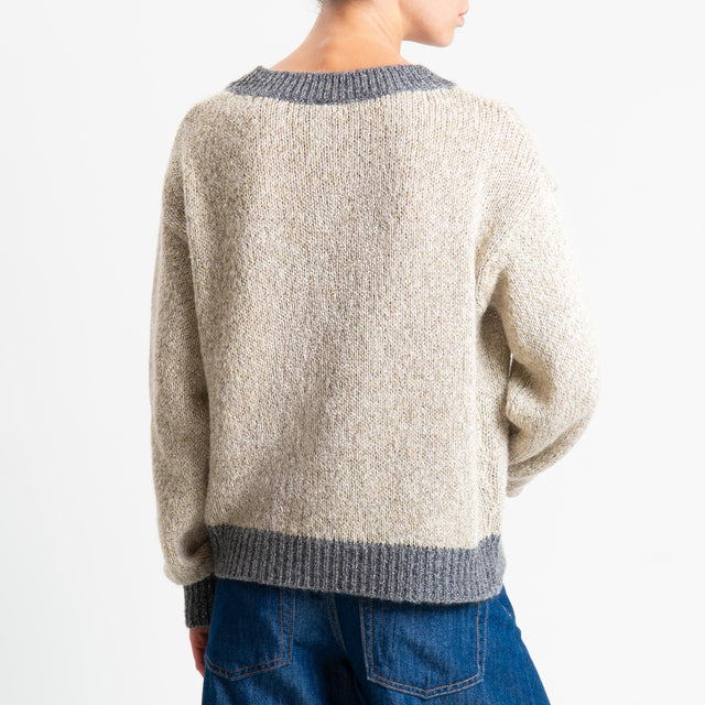 Tensione in-Maglia lurex misto alpaca - burro/piombo