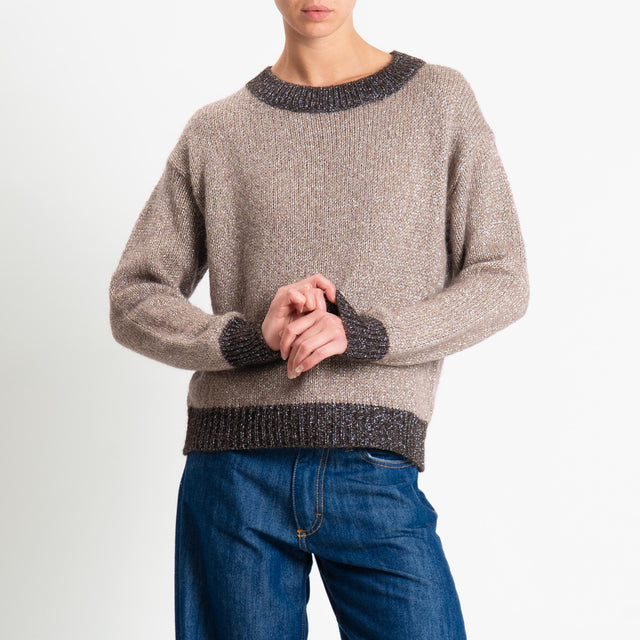 Tensione in-Maglia lurex misto alpaca - nocciola/moro