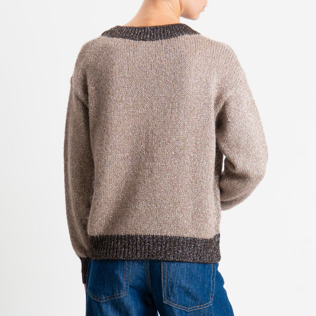 Tensione in-Maglia lurex misto alpaca - nocciola/moro