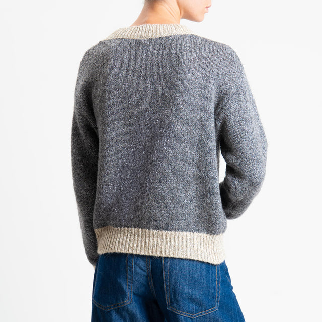 Tensione in-Maglia lurex misto alpaca - piombo/burro