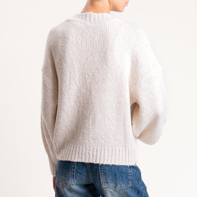 Tensione in- Cardigan misto lana - burro