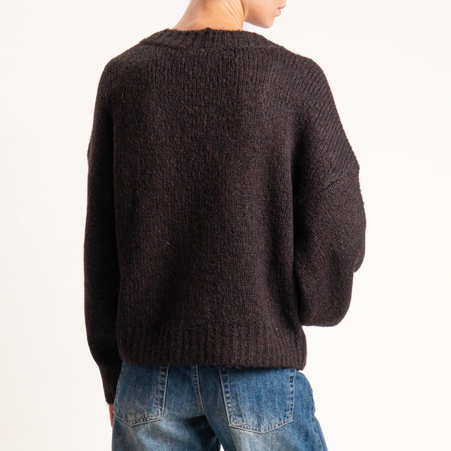 Tensione in- Cardigan misto lana - cioccolato
