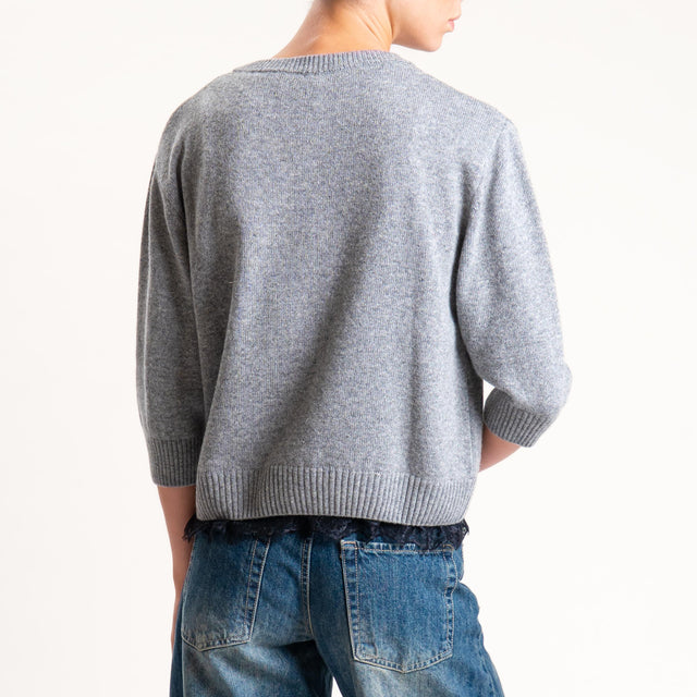 Tensione in- Maglia misto cashmere con pizzo - grigio