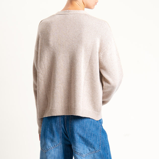 Tensione in-Cardigan misto cashmere - sabbia