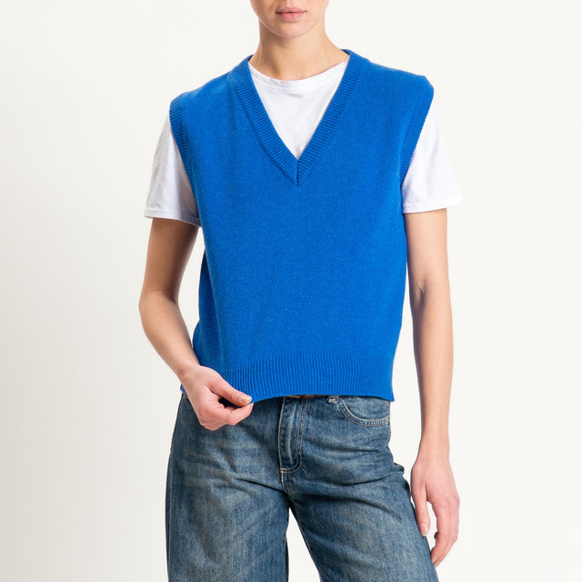 Tensione in-Maglia smanicata misto cashmere - bluette