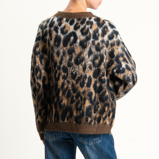 Tensione in-Maglia mohair animalier - cioccolato/beige/nero