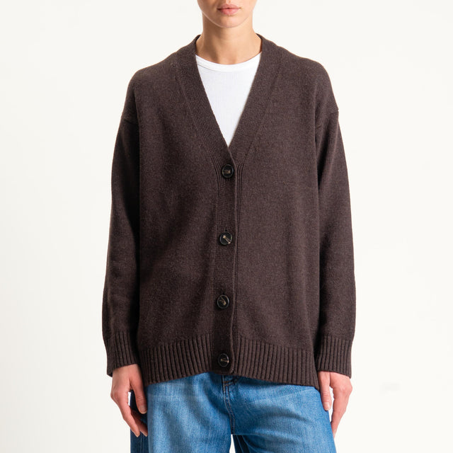 Tensione in-Cardigan oversize misto cashmere - moro