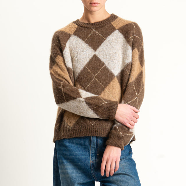 Tensione in-Maglia mohair rombi - cioccolato/camel/burro