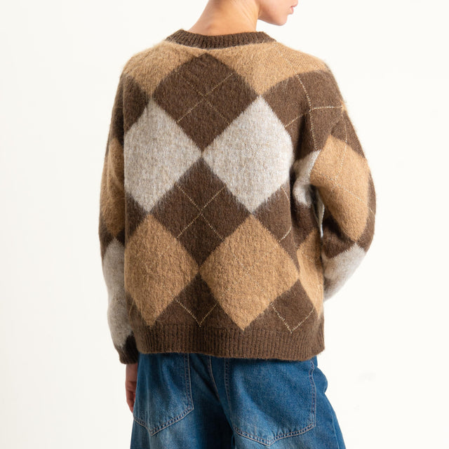 Tensione in-Maglia mohair rombi - cioccolato/camel/burro