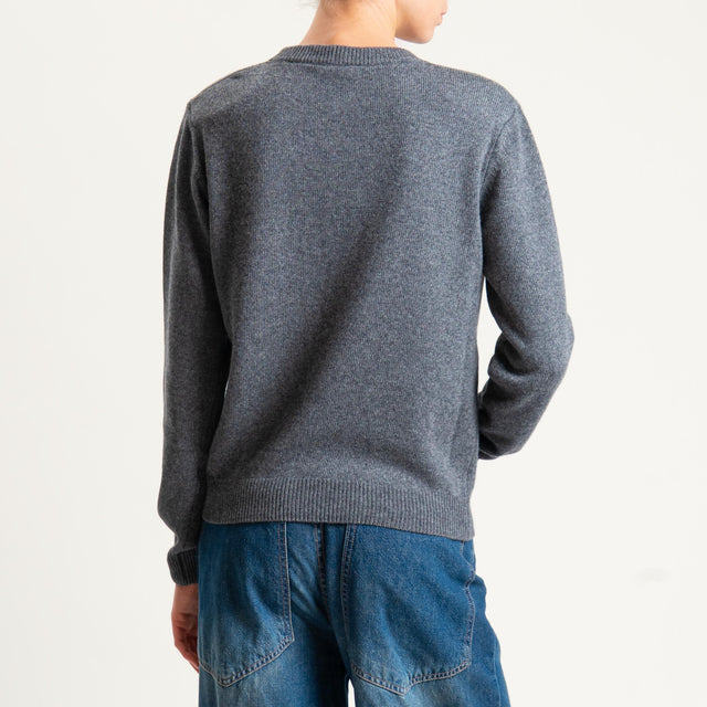 Tensione in-Maglia misto cashmere girocollo con spalline - antracite
