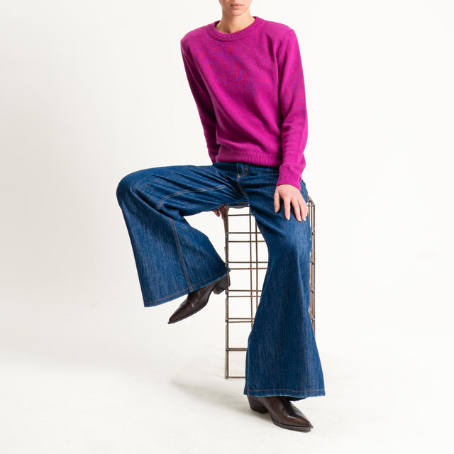 Tensione in-Maglia misto cashmere regular fit girocollo con spalline - fucsia