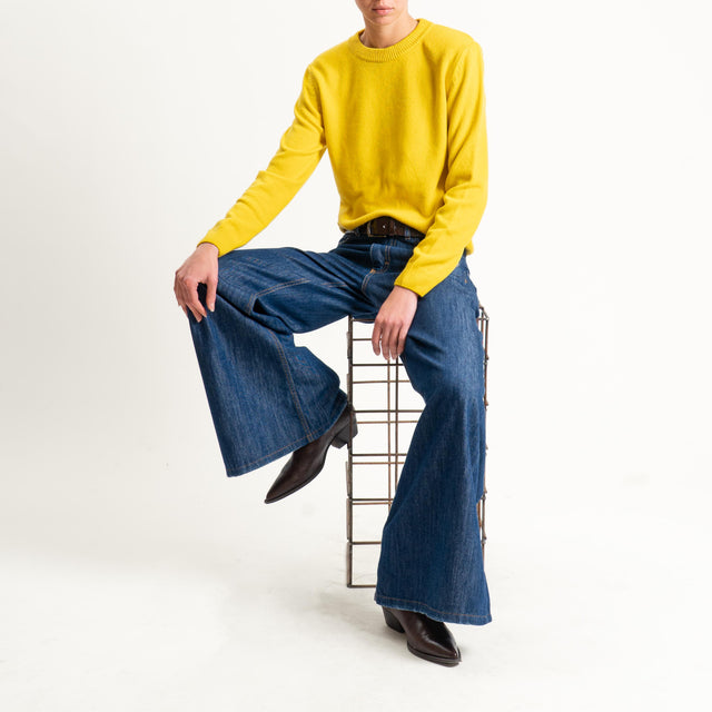 Tensione in-Maglia misto cashmere regular fit girocollo con spalline - giallo