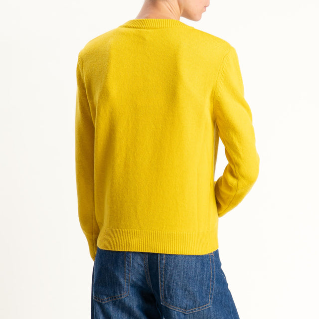 Tensione in-Maglia misto cashmere regular fit girocollo con spalline - giallo
