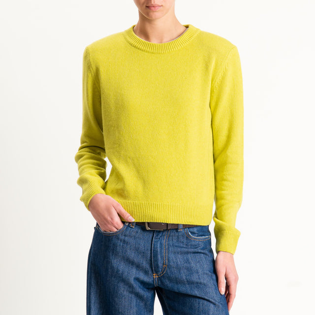Tensione in-Maglia misto cashmere regular fit girocollo con spalline - lime