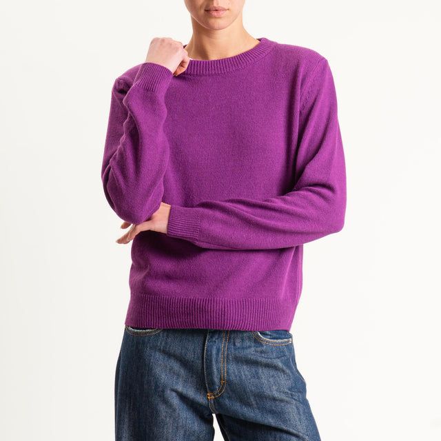 Tensione in-Maglia misto cashmere regular fit girocollo con spalline - melanzana