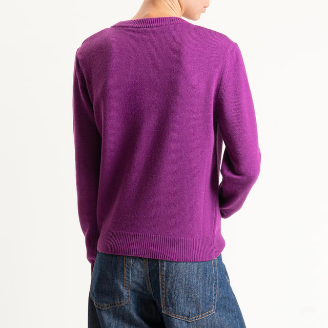 Tensione in-Maglia misto cashmere regular fit girocollo con spalline - melanzana