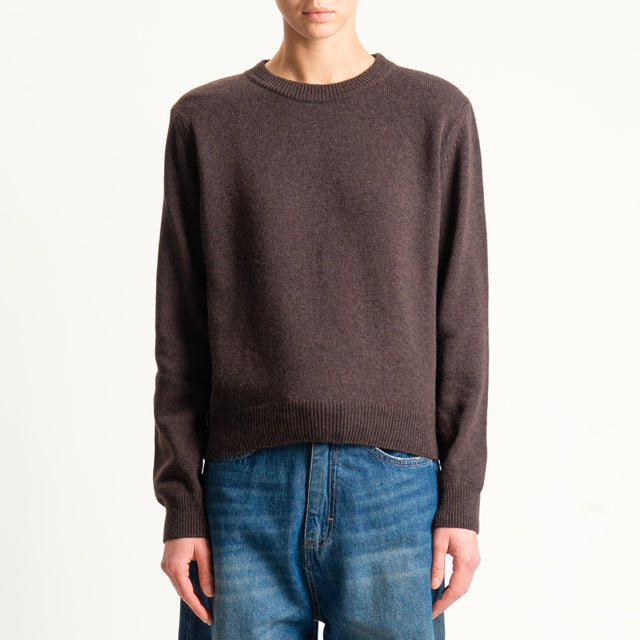 Tensione in-Maglia misto cashmere girocollo con spalline - moro