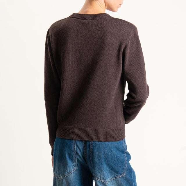 Tensione in-Maglia misto cashmere girocollo con spalline - moro