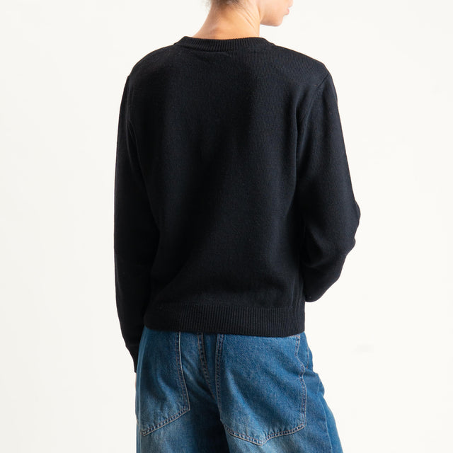 Tensione in-Maglia misto cashmere girocollo con spalline - nero