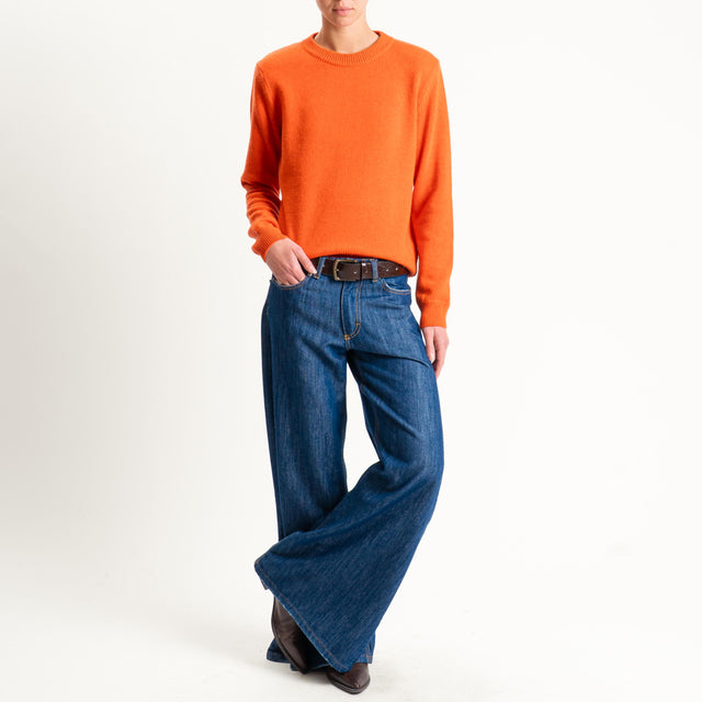 Tensione in-Maglia misto cashmere regular fit girocollo con spalline - arancio