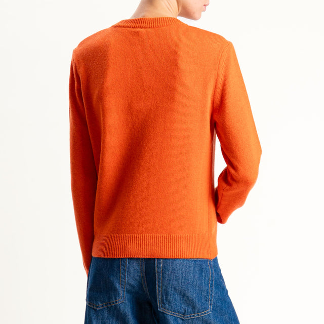 Tensione in-Maglia misto cashmere regular fit girocollo con spalline - arancio