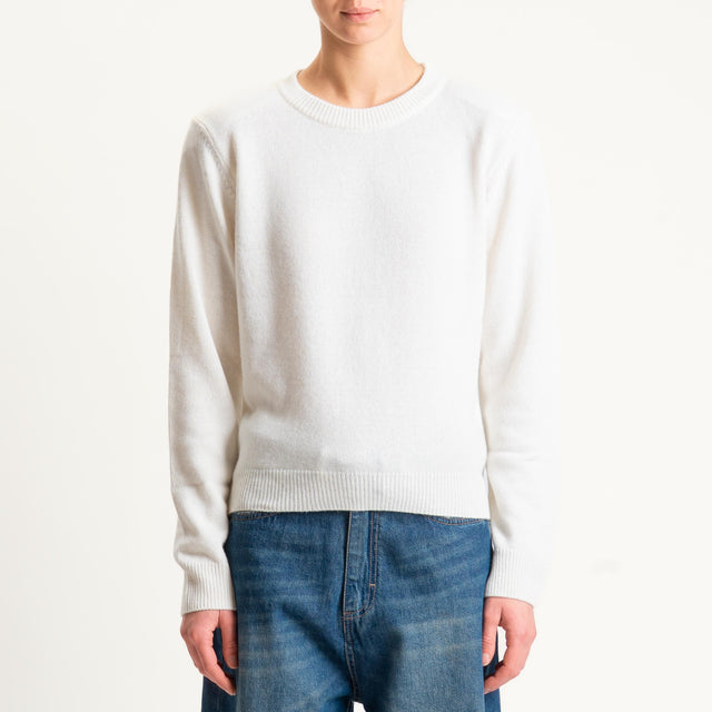 Tensione in-Maglia misto cashmere girocollo con spalline - panna