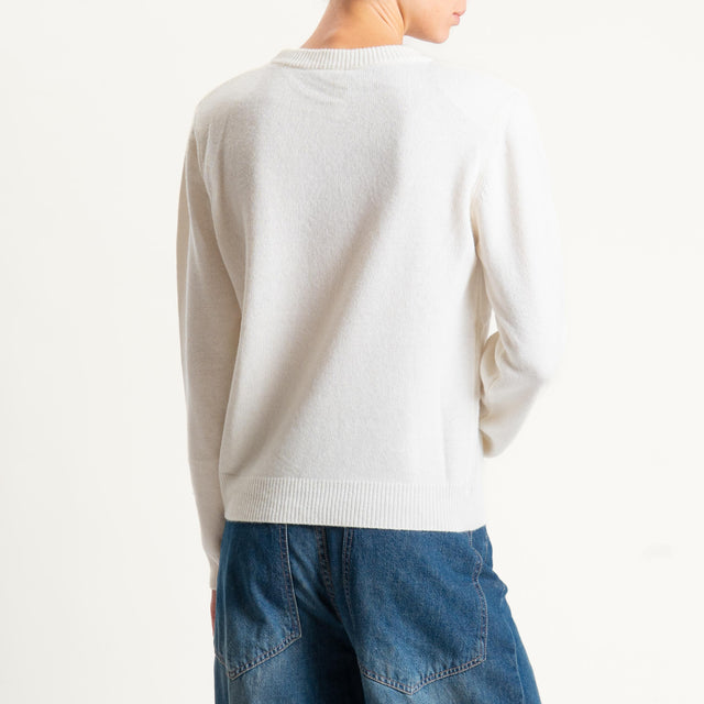 Tensione in-Maglia misto cashmere girocollo con spalline - panna