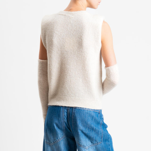 Tensione in-Maglia smanicata misto lana con spalline + manicotti - beige