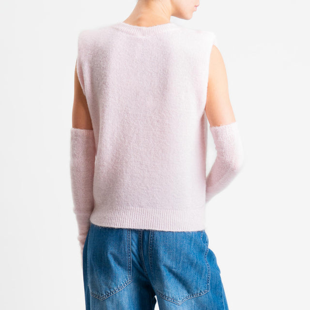 Tensione in-Maglia smanicata misto lana con spalline + manicotti - rosa