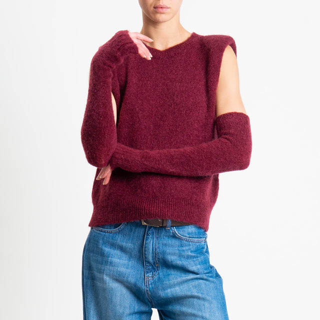 Tensione in-Maglia smanicata misto lana con spalline + manicotti - Bordeaux