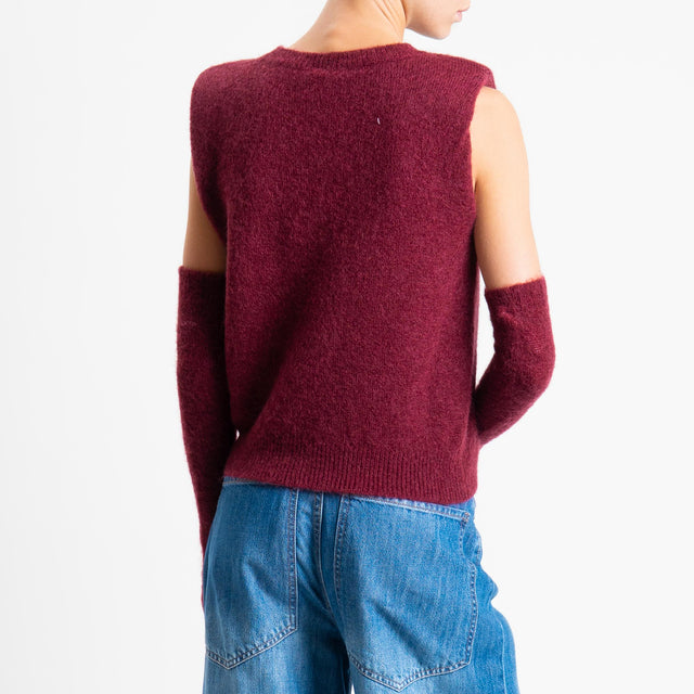 Tensione in-Maglia smanicata misto lana con spalline + manicotti - Bordeaux