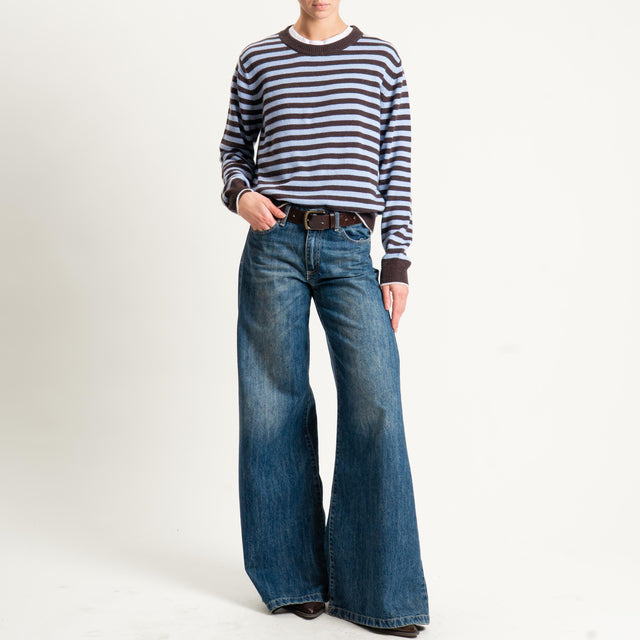 Tensione in-Maglia a righe misto cashmere - burro/celeste/moro