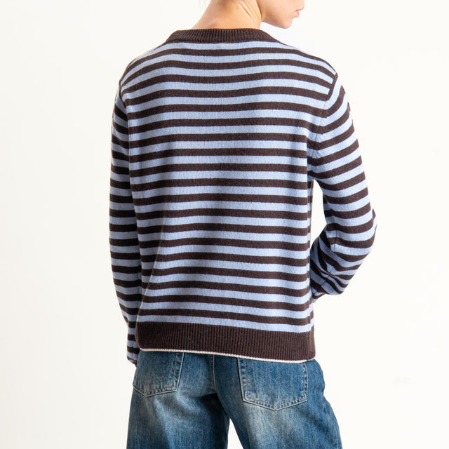 Tensione in-Maglia a righe misto cashmere - burro/celeste/moro