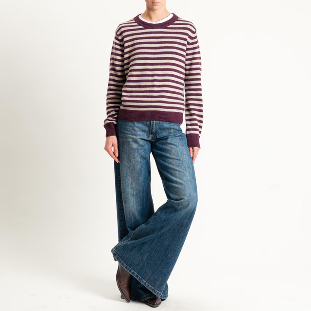 Tensione in-Maglia a righe misto cashmere - moro/bordeaux/beige