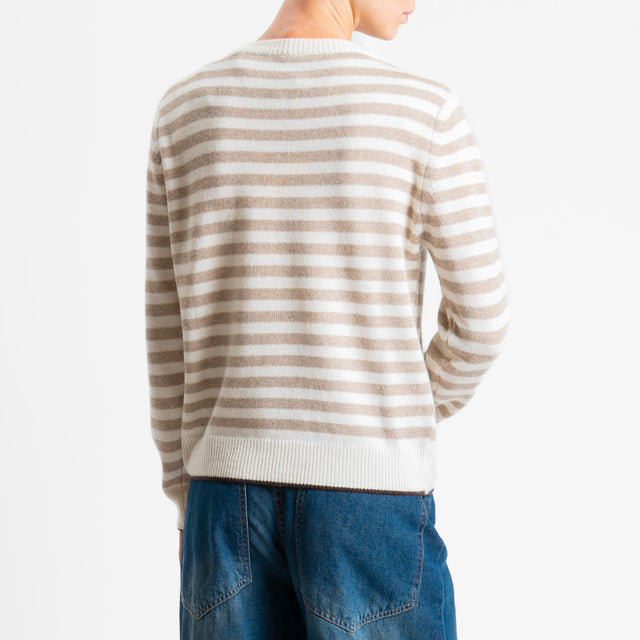 Tensione in-Maglia a righe misto cashmere - moro/panna/beige