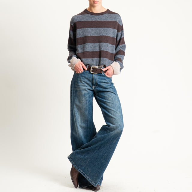 Tensione in-Maglia righe misto cashmere - beige/antracite/moro