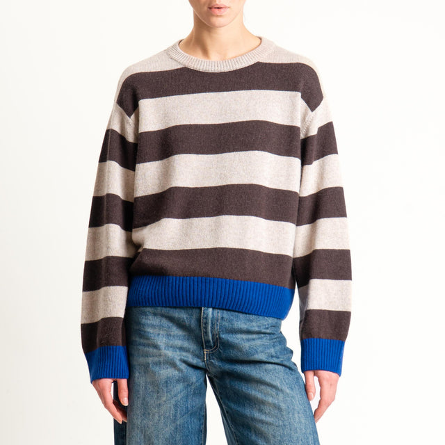 Tensione in-Maglia righe misto cashmere - blu/moro/beige