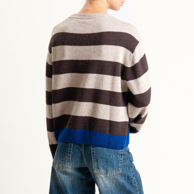 Tensione in-Maglia righe misto cashmere - blu/moro/beige
