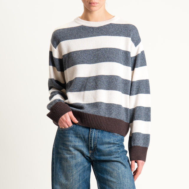 Tensione in-Maglia righe misto cashmere - moro/antracite/burro