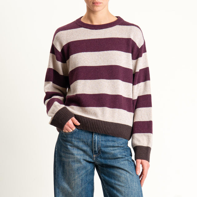 Tensione in-Maglia righe misto cashmere - moro/bordeaux/beige