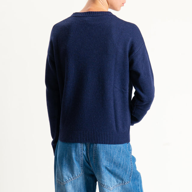 Tensione in-Maglia girocollo rombi argyle misto cashmere - blu/camel/gesso