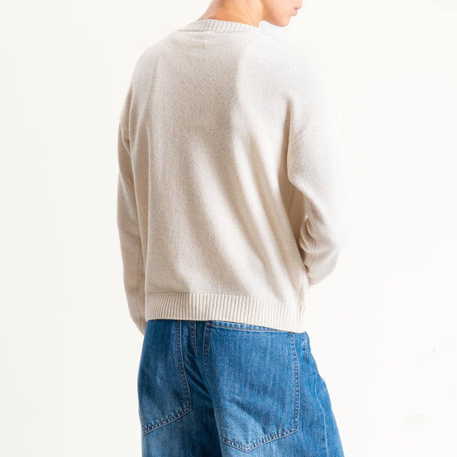 Tensione in-Maglia girocollo rombi argyle misto cashmeree - burro/moro/casha