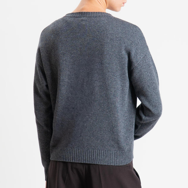 Tensione in-Maglia rombi misto cashmere - antracite/moro/burro