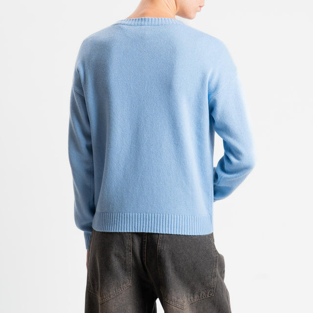 Tensione in-Maglia rombi misto cashmere - azzurro/camel/burro