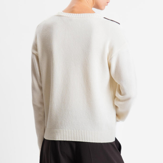 Tensione in-Maglia rombi misto cashmere - panna/camel/moro